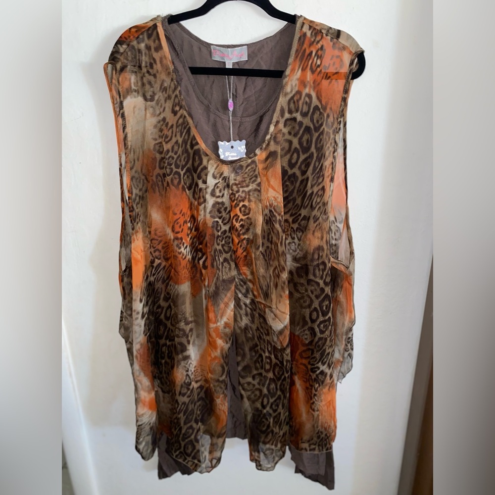 NEWwTags Pretty Angel Medium Women Sheer Sleeveless Tunic Vintage Silk Blend - Picture 4 of 8